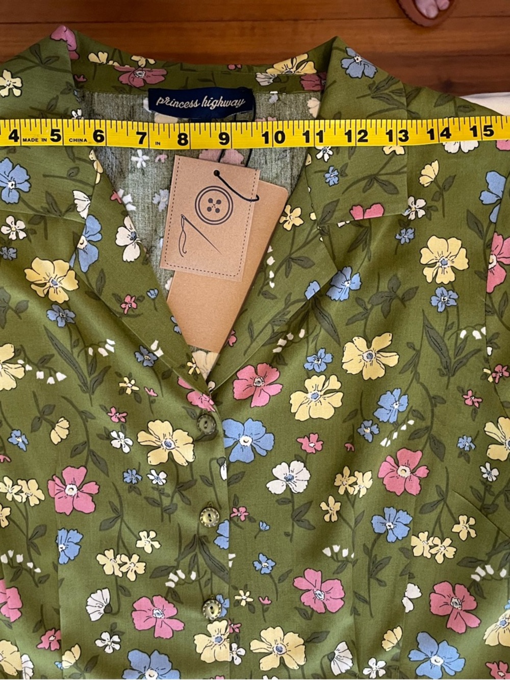 Green Floral Short Sleeve Shirt Dress by Princess Highway. - Picture 11 of 11